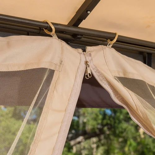 Vista 6 de Toldo con cortinas de red para glorieta de hierro Sonoma Outdoor, Beige