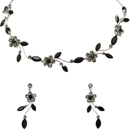 Vista 44 de Faship - Juego de collar y aretes con cristales de imitación florales AB