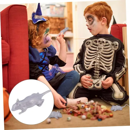 Vista 4 de ibasenice 10pcs Realistic Halloween Simulation Mice Prank Lightweight Plastic Fake Rats for Party Decorations and Scary Home Props