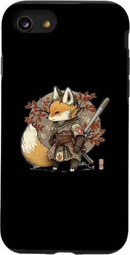 Vista 13 de Funda para iPhone 12 Pro Max Kawaii estilo japonés Samurai Fox Anime