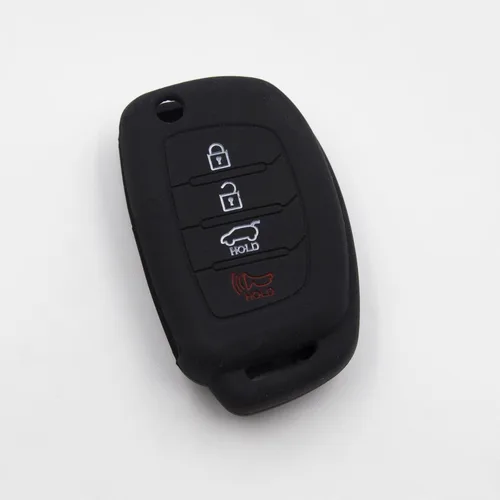 Vista 2 de Funda de silicona plegable con 4 botones para Hyundai Santa Fe Sonata Elantra Azera Tucson, Negro