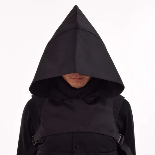 Vista 5 de BLESSUME Sombrero de capucha Steampunk Rogue con hebilla de brazo ajustable, calentador de cuello, disfraz con capucha