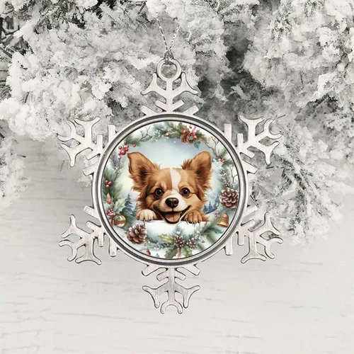 Vista 3 de Juguete ruso lindo divertido mirando perro cachorro árbol de Navidad adornos colgantes juguete ruso regalo de recuerdo de Navidad decoración de copo