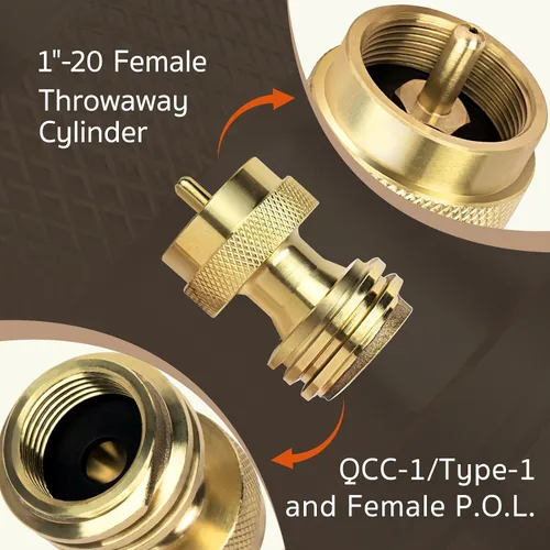 Vista 2 de GASPRO Adaptador de tanque de propano de 1 libra, Convertidor de 20 lb a 1 libra, Conecte tanques de propano pequeños cuando se agotaron 20 libras