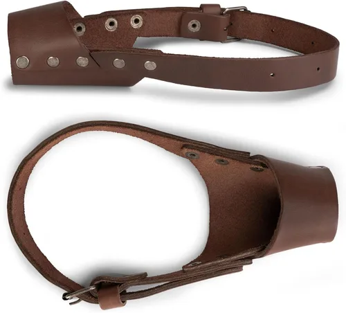 Vista 2 de Hide & Drink, Protector de bozal de cuero para perro, accesorio seguro para mascotas, pastor alemán Pitbull y cualquier raza, pequeño, mediano