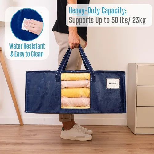 Vista 6 de VENO Paquete de 6 bolsas de mudanza resistentes, bolsas de embalaje con ventana transparente, alternativa a las cajas de mudanza, contenedores