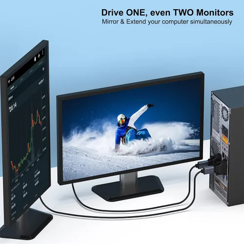 Vista 7 de BENFEI Adaptador DVI a HDMI, DVI-D bidireccional a HDMI macho a hembra con cable chapado en oro, paquete de 2