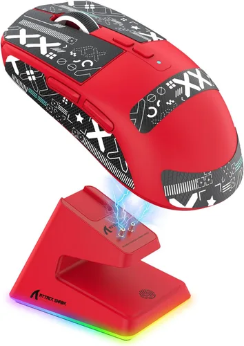 Vista 10 de ATTACK SHARK X6 1.73 oz Superlight - Mouse inalámbrico para juegos con base de carga RGB magnética, BT/2.4GHz inalámbrico/con cable, ratón