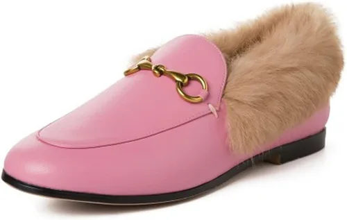 Vista 18 de Divanne Mocasines para mujer, mocasines planos con cadena dorada, mocasines de piel sin cordones Albaricoque
