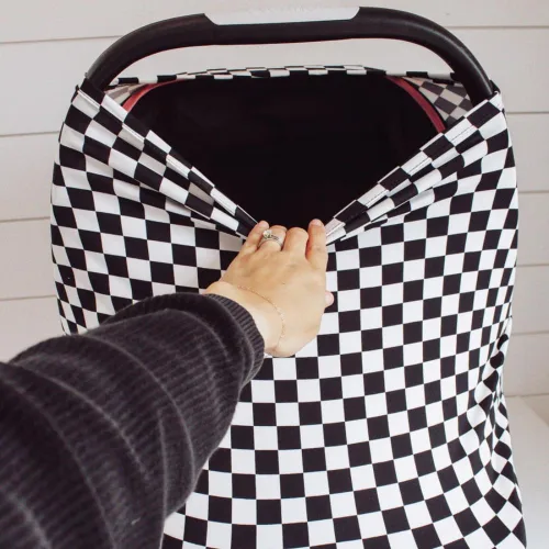 Vista 2 de Little Jump Funda multiusos para asiento de automóvil para bebé, funda de lactancia transpirable, toldo de asiento de coche de alta elasticidad