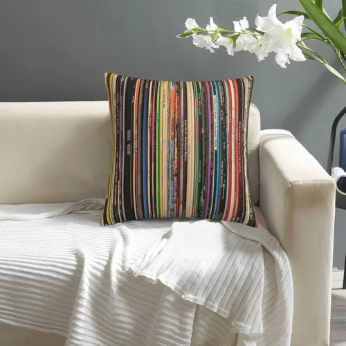 Vista 6 de Funda de almohada cuadrada clásica de discos de rock alternativo, funda de almohada decorativa con funda de cojín para coche, sofá, silla, cama