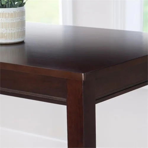 Vista 6 de Riverbay Furniture Mesa de pub de madera de transición con altura de barra, acabado marrón nogal, 47.25 pulgadas de ancho x 23.75 pulgadas