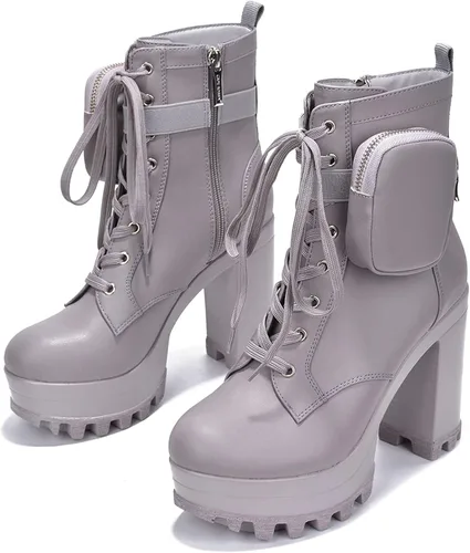Vista 2 de Cape Robbin Monik - Botines Chelsea de plataforma con tacones gruesos para mujer, botines con bolsillo para mujer