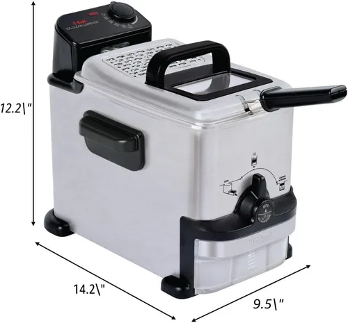 Vista 8 de T-fal Compact EZ Clean - Freidora profunda de acero inoxidable con cesta para uso doméstico, aceite de 1.8 litros y capacidad de alimentos de 1.7