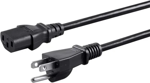 Vista 13 de Monoprice Cable de alimentación NEMA 5-15P a IEC 60320 C13, 18AWG, 10A/1250W, 125V, 3 clavijas, 1 pie, negro, paquete de 6