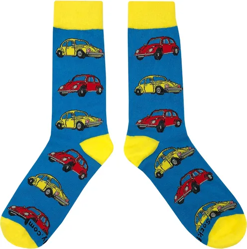 Vista 2 de SockFly Calcetines de vestir azules VW Beetle para hombre 8-12, Azul