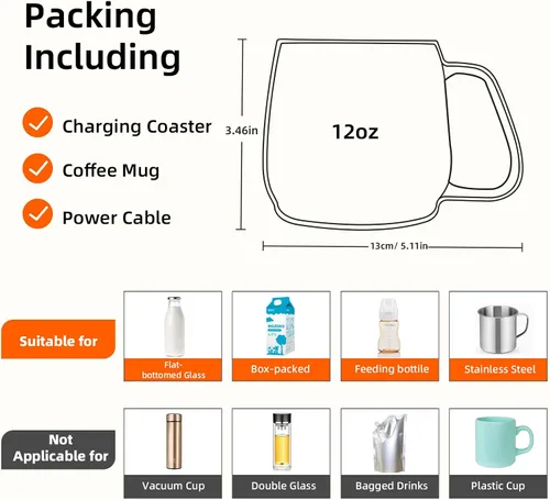 Vista 5 de Calentador de café con juego de tazas, calentador eléctrico de tazas para escritorio, oficina, uso doméstico, calentador de velas con interruptor