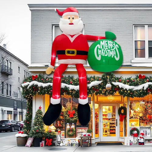Vista 9 de Inflables de Navidad de 8 pies, decoración al aire libre, Papá Noel inflable para escalar, decoraciones de patio con LED, decoraciones inflables