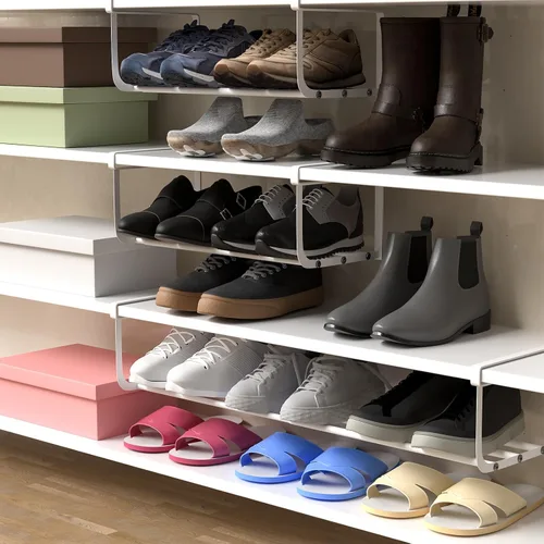 Vista 5 de CroBlissful 1 zapatero expandible para armario de 16.5 a 31.5 pulgadas, ajustable, retráctil, colgante, estante para zapatos, dormitorio, Blanco