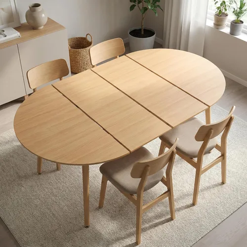 Vista 14 de Mesa de comedor redonda extensible de 70 pulgadas para 4 y 6 pulgadas, moderna mesa de comedor ovalada, mesa de comedor grande expandible