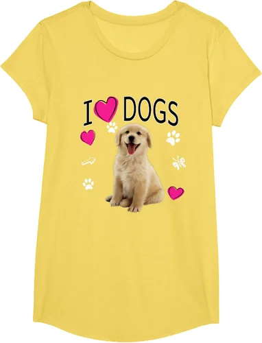 Vista 37 de Camiseta I Love Dogs - Camiseta Golden Labrador retriever, Azul Negro
