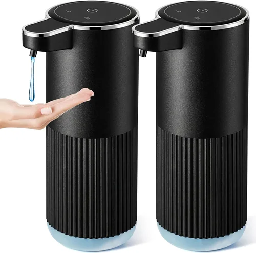 Vista 10 de RYTOXILO Dispensador automático de jabón, paquete de 2 dispensadores de jabón líquido sin contacto blanco para baño, dispensador eléctrico