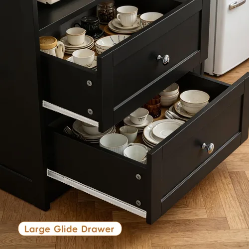 Vista 7 de 72" Kitchen Pantry Storage Cabinet with Fridge Space, Black