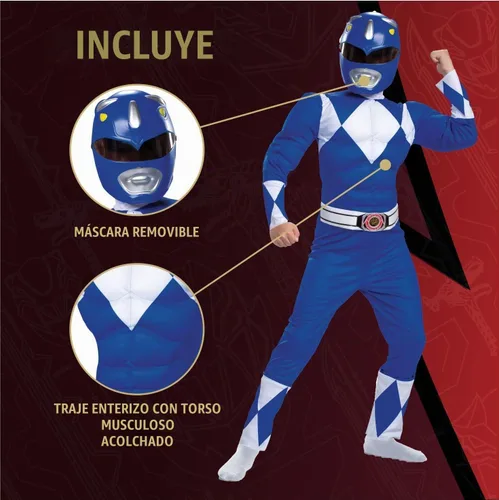 Vista 3 de Disfraz de Ranger azul para niños de Power Rangers