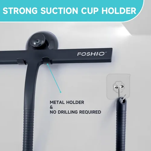Vista 6 de FOSHIO Escobilla de ducha para puertas de vidrio con ventosa, escobilla de silicona para limpieza de ventanas, escobilla de goma pequeña para puerta