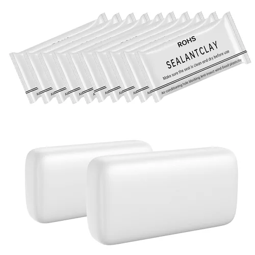 Vista 8 de Paquete de 6 masillas de sellado impermeables, arcilla de reparación de sello de conducto blanco, masilla de fontanero moldeable para electricidad
