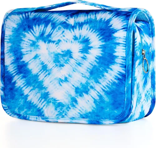 Vista 2 de Bolsa de aseo colgante de tie dye para niñas, bolsa de aseo de viaje para adolescentes, impermeable, para maquillaje y artículos de tocador, bolsa