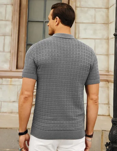 Vista 4 de PJ PAUL JONES Polo de golf de manga corta con textura transpirable para hombre