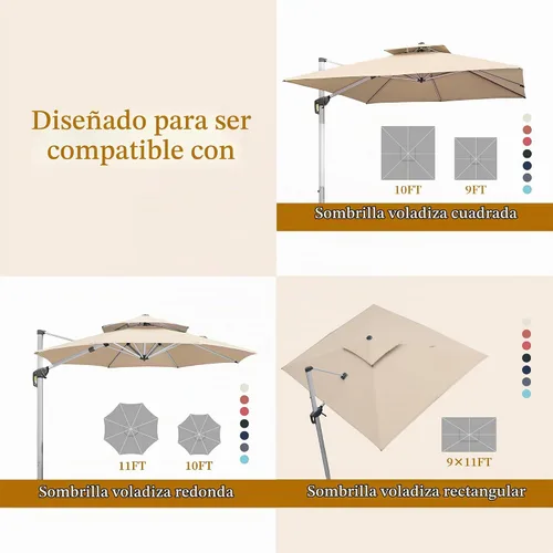 Vista 2 de PURPLE LEAF DY1100 Base de sombrilla para patio, cuadrada, rellena de arena y agua, 32.2" X 32.2" Heavy-Duty 220 LBS Fillable Base, Durable