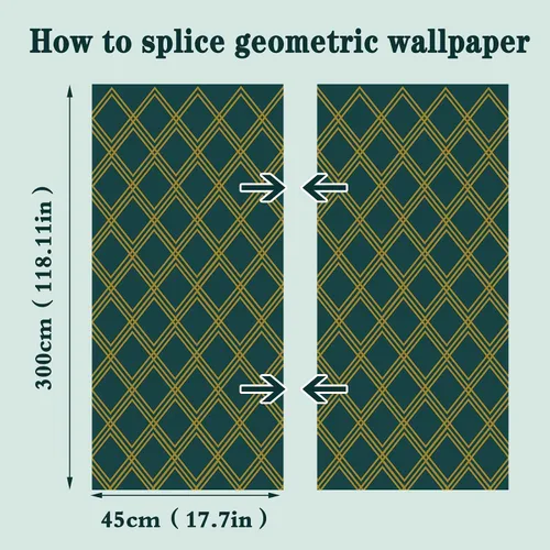 Vista 6 de Ohmywor Papel tapiz para despegar y pegar, papel tapiz verde oscuro y dorado, papel tapiz geométrico de diamante, papel de contacto autoadhesivo