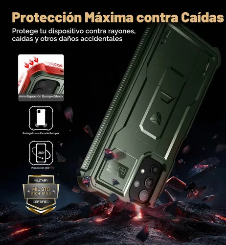 Vista 3 de Dexnor Funda para Samsung Galaxy A32 5G, [protector de pantalla y soporte integrados] Protección de grado militar resistente a prueba de golpes