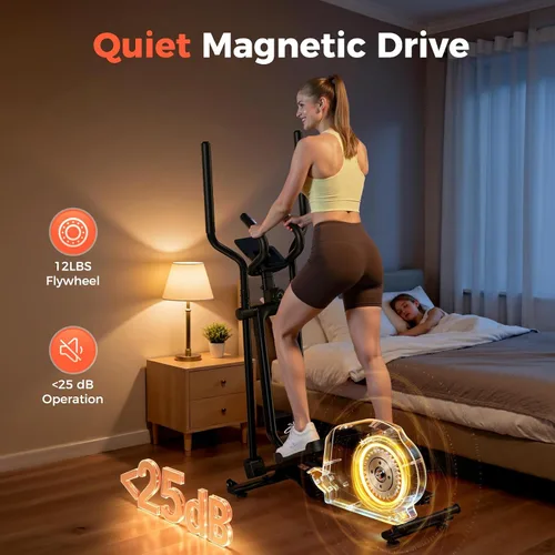 Vista 5 de YOSUDA Foldable Elliptical Exercise Machine for Home,15IN Stride Compact Folding Elliptical Training Machine Only 2 sq ft for Small Spaces