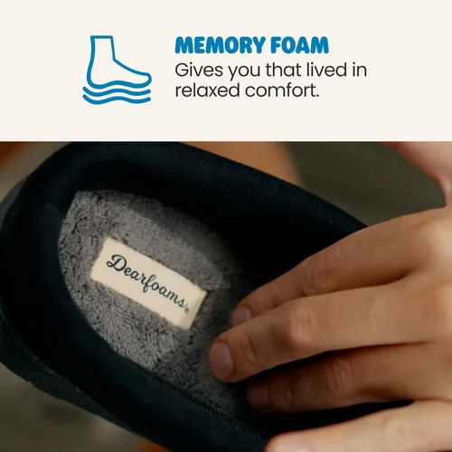 Vista 5 de Dearfoams Zapatilla de casa tipo zueco para hombre Brendan de espuma viscoelástica transpirable para interiores y exteriores con anchos amplios