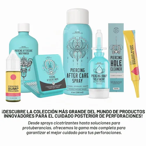 Vista 9 de BASE LABORATORIES Spray de cuidado posterior de piercings de 4 onzas Spray salino para piercings Spray limpiador de piercing de oreja Solución