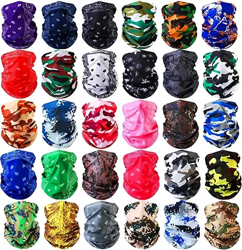 Vista 8 de Paquete de 10/20/30/50/100/150 cubrebocas para el cuello, bufanda, protección reutilizable, a la moda, unisex, lavable, reutilizable
