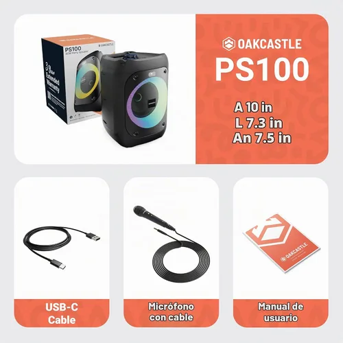 Vista 6 de Altavoz portátil Bluetooth para fiesta Potencia de 40W y batería recargable hasta 7H Gran altavoz Bluetooth 2.0 con micrófono con cable Modo