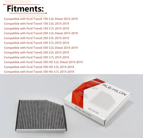 Vista 5 de RLB-HILON Filtro de aire de cabina Compatible con Ford Transit 150 250 350, para 2015 2016 2017 2018 2019 2020 2021 2022 2023 Año