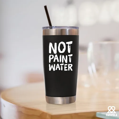 Vista 6 de Vaso de acero inoxidable 304 con aislamiento al vacío, regalo para artistas, regalo de artista con diseño de pintor de agua, regalo divertido