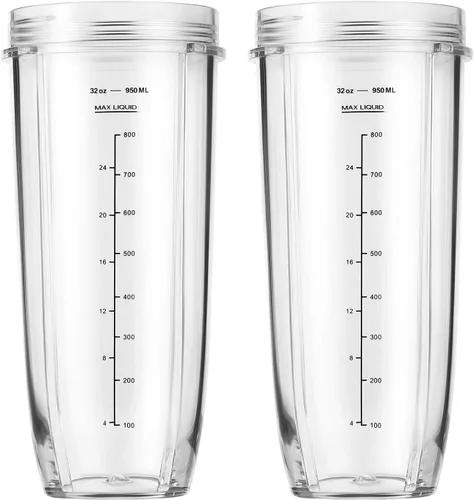 Vista 8 de Pieza de repuesto para licuadora Nutri Ninja, paquete de 2 vasos de repuesto de 32 onzas compatibles con licuadoras Nutri Ninja Auto-iQ Series
