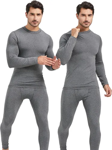 Vista 7 de UNIQUEBLLA Long Johns Conjunto de Ropa Interior Térmica para Hombre Capa Base Térmica para Clima Frío Parte Inferior y Superior 2set negro