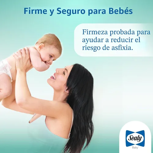 Vista 14 de Colchón de cuna Sealy Baby Flex Cool de 2 etapas transpirable con ajuste para cama de niño, funda de algodón transpirable y resistente al agua, 204