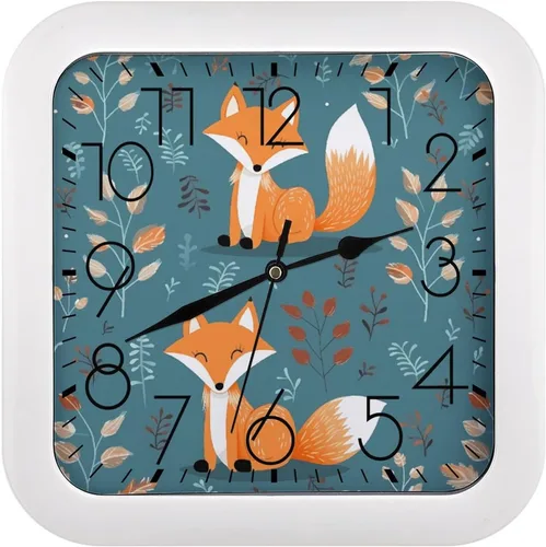 Vista 24 de 10" Square Modern Wall Clock,Animal Patterns Print Kitchen Clocks Wall Battery Operated,Silent Non Ticking Unique Funny Cute Wall Clock for Living