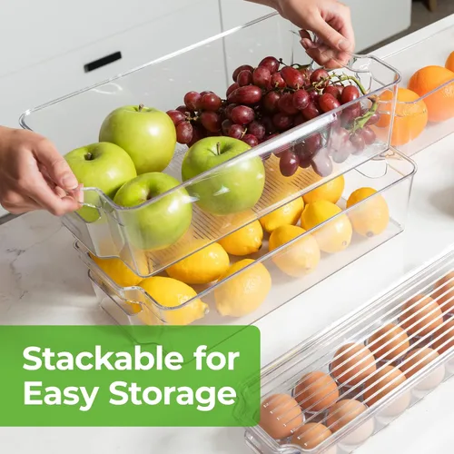 Vista 5 de Greenco Organizadores y Almacenamiento para Refrigerador - Juego de Contenedores Organizadores Transparentes para Refrigerador, Plástico