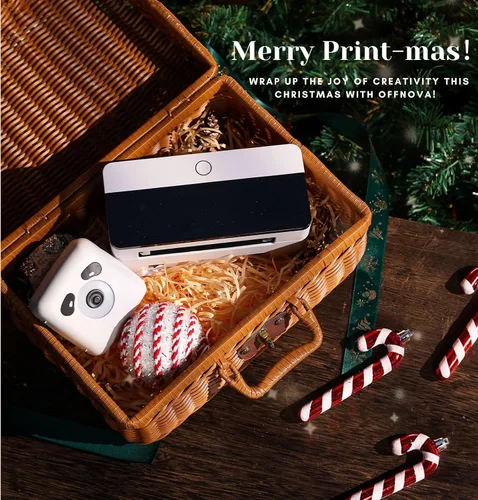 Vista 5 de OFFNOVA Mini impresora de calcomanías, impresora portátil sin tinta de 300 DPI, impresora de bolsillo Bluetooth con 1 rollo de papel adhesivo