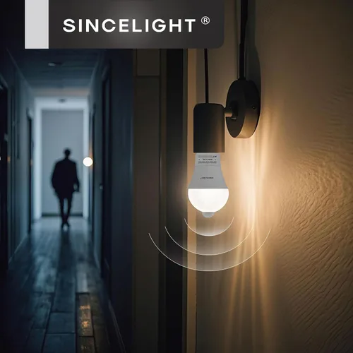 Vista 7 de SINCELIGHT Bombilla LED con sensor de movimiento de 9 W con base E26, PIR activada por movimiento en la oscuridad, encendido/apagado automático por