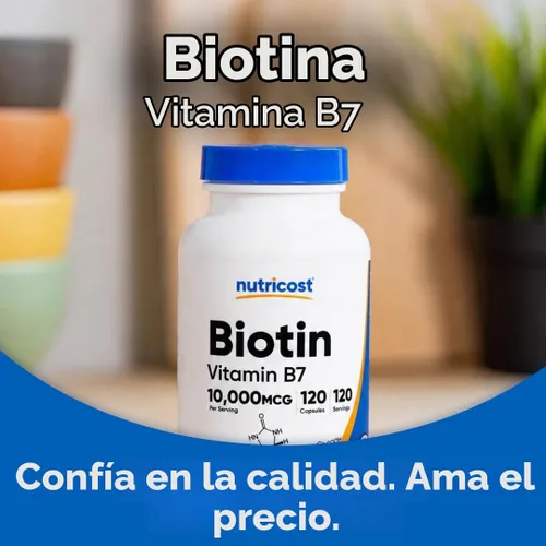 Vista 5 de Nutricost Biotina (vitamina B7) 10,000mcg (10mg), 120 cápsulas, sin gluten